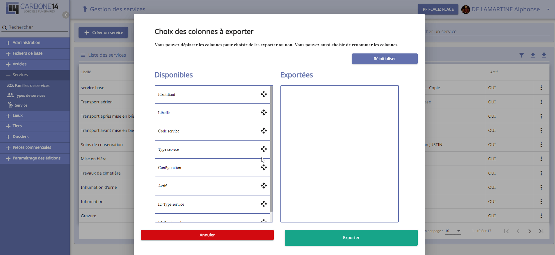 GIF choix des colonnes à exporter