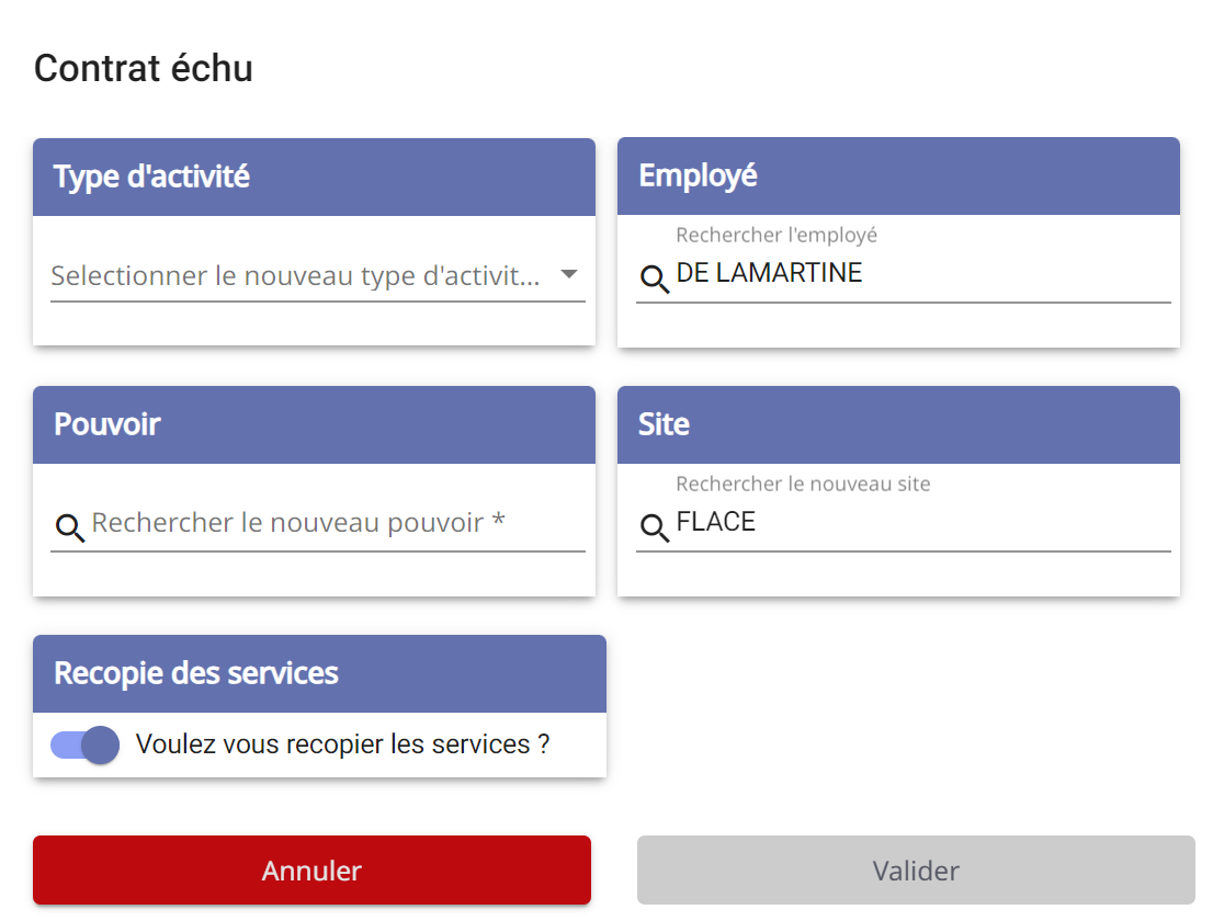 menu contrat échu