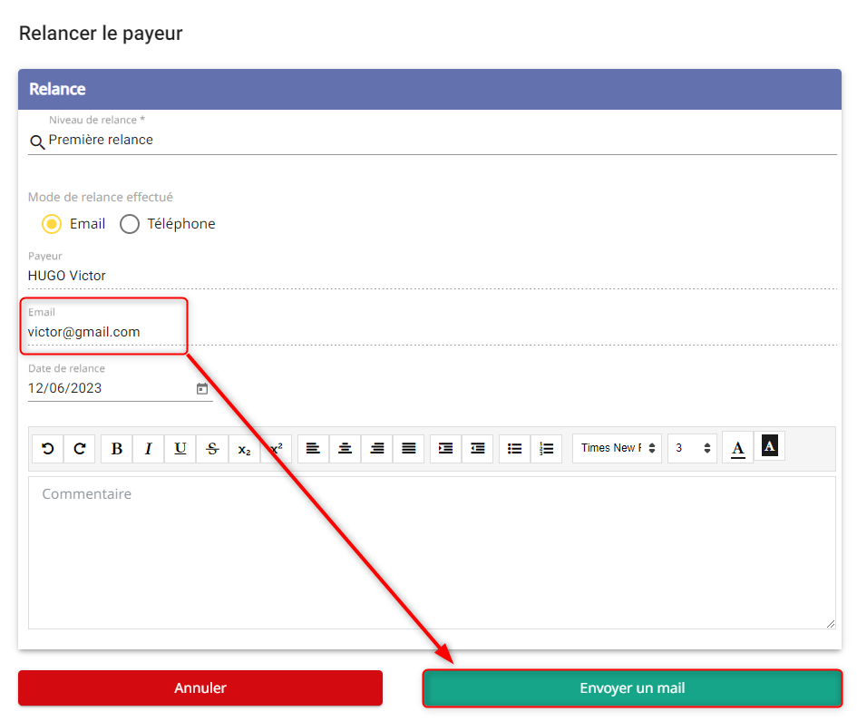 mail relance