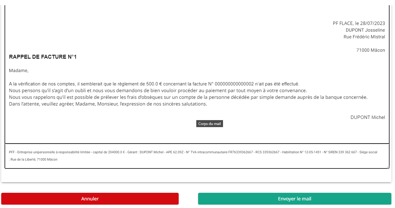 mail relance