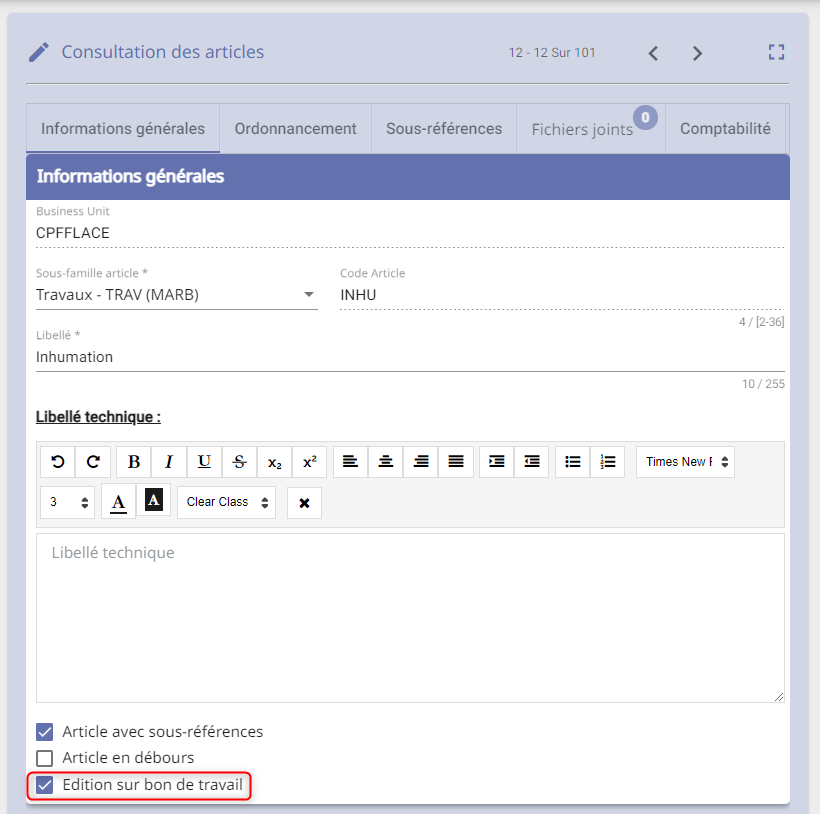 Bon de travail
