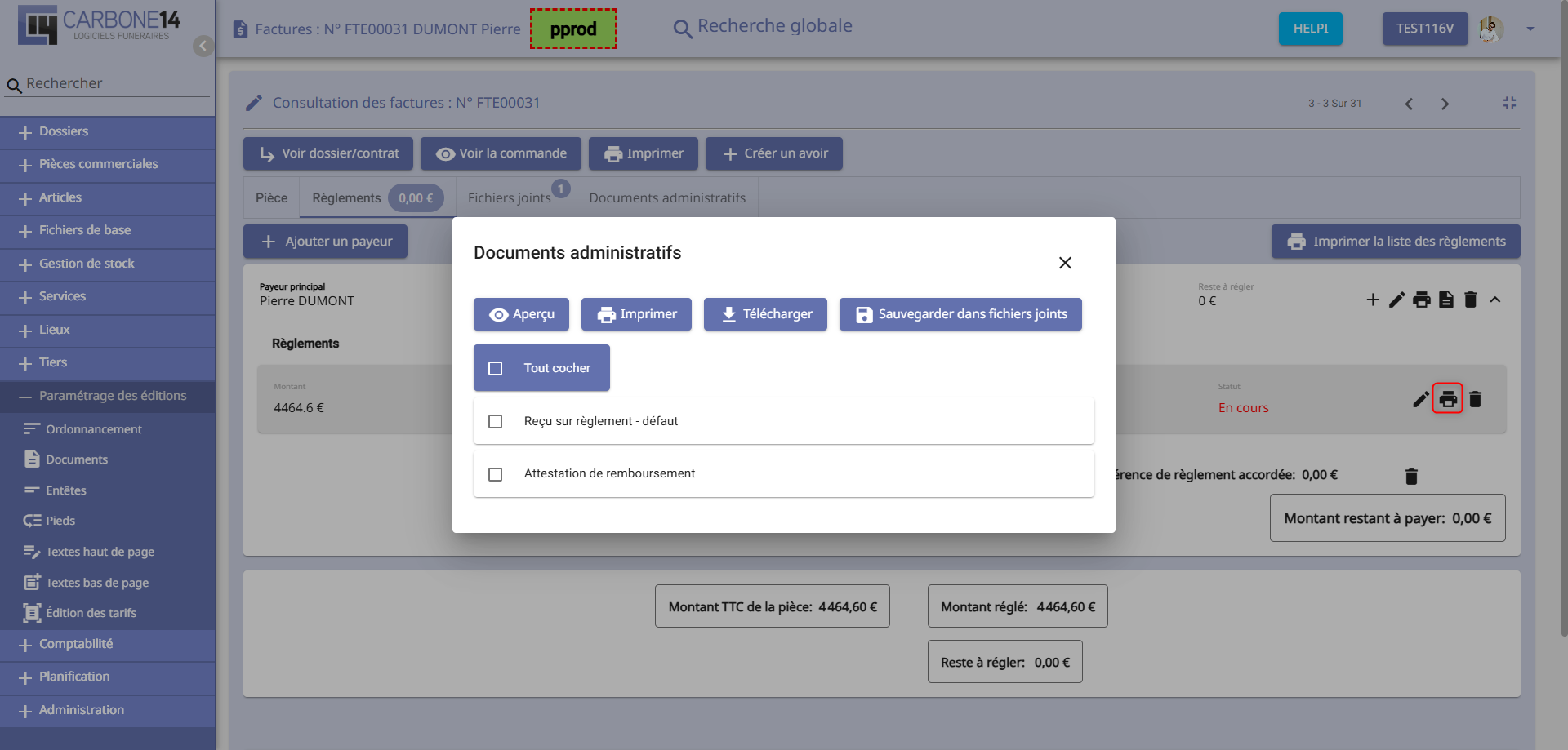 Document payeur